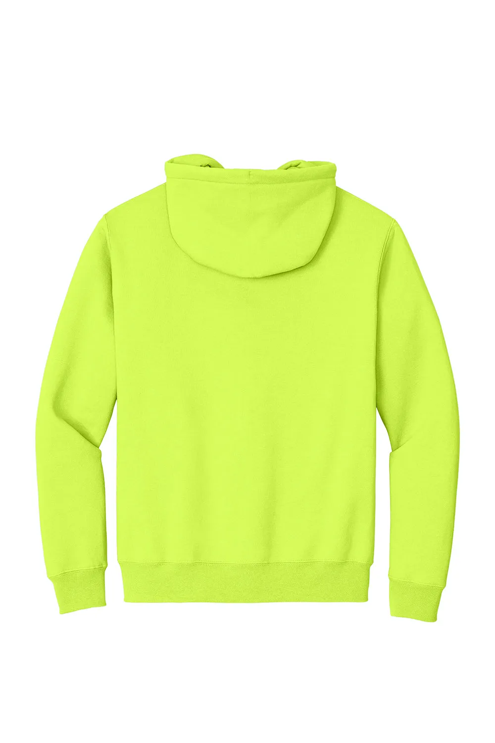 Port & Company Mens Essential Pill Resistant Fleece Full Zip Hooded Sweatshirt Hoodie w/ Pockets - Safety Green