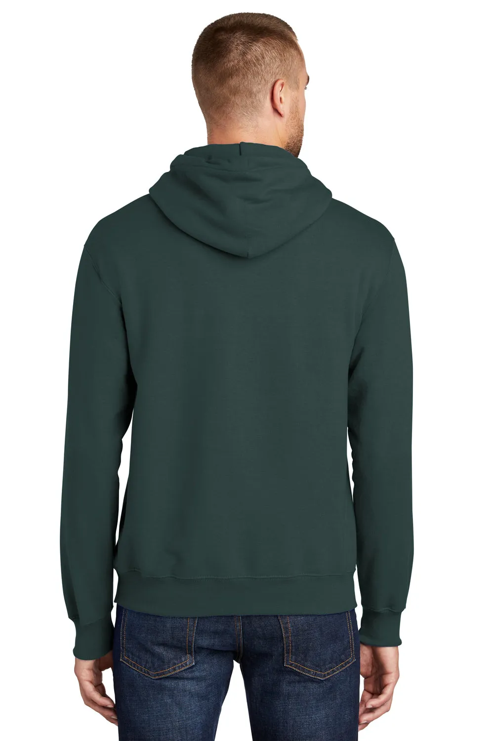 Port & Company Mens Essential Pill Resistant Fleece Hooded Sweatshirt Hoodie w/ Pouch Pocket - Dark Green