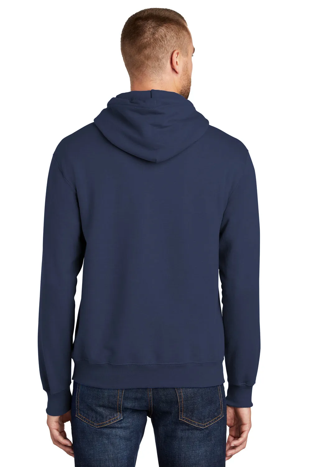 Port & Company Mens Essential Pill Resistant Fleece Hooded Sweatshirt Hoodie w/ Pouch Pocket - Navy Blue