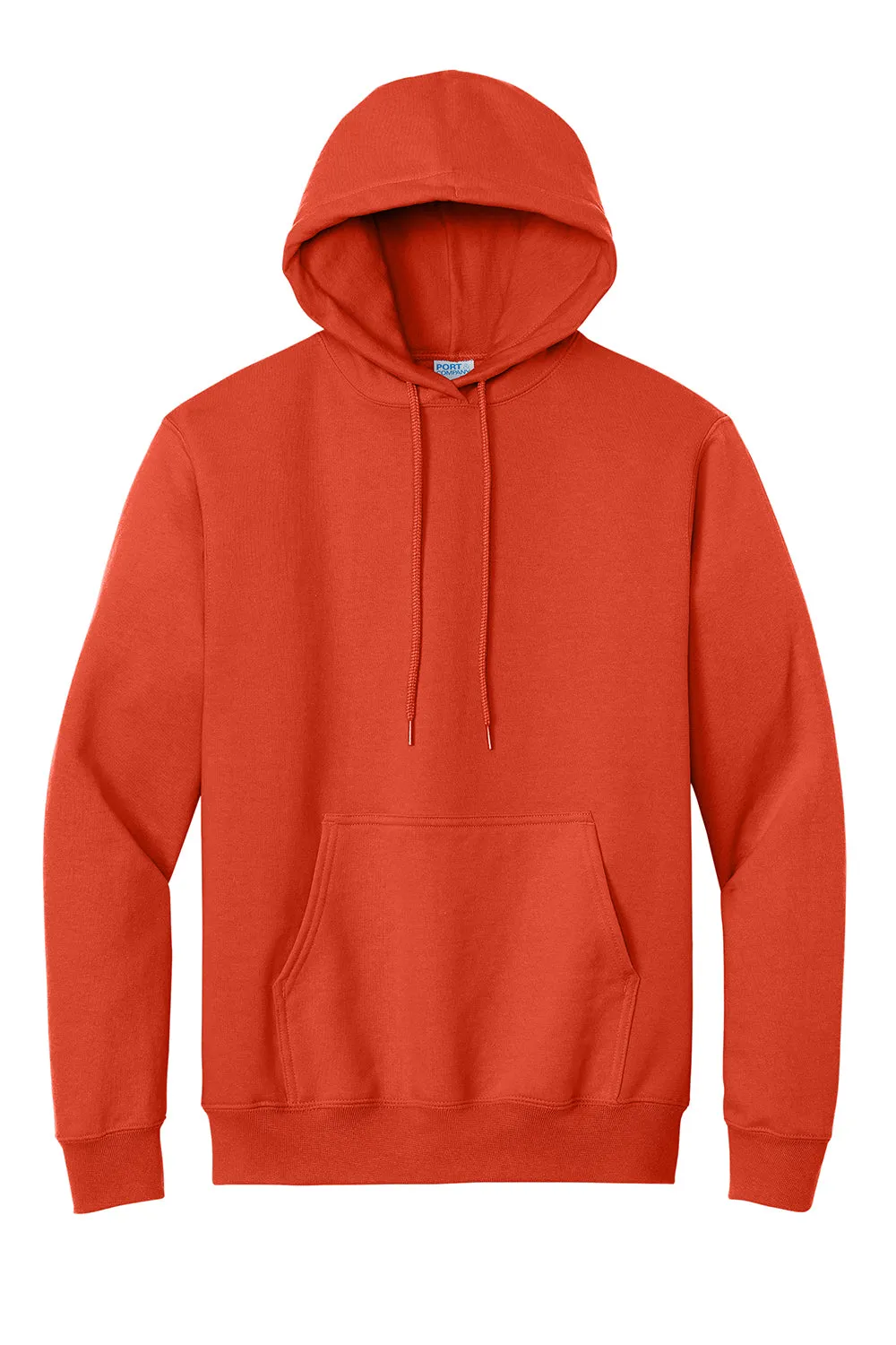 Port & Company Mens Essential Pill Resistant Fleece Hooded Sweatshirt Hoodie w/ Pouch Pocket - Orange