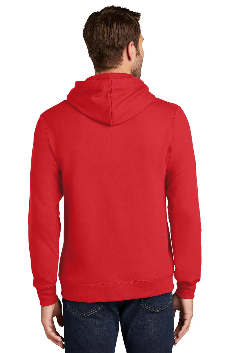 Port & Company Mens Fan Favorite Fleece Hooded Sweatshirt Hoodie w/ Pouch Pocket - Bright Red