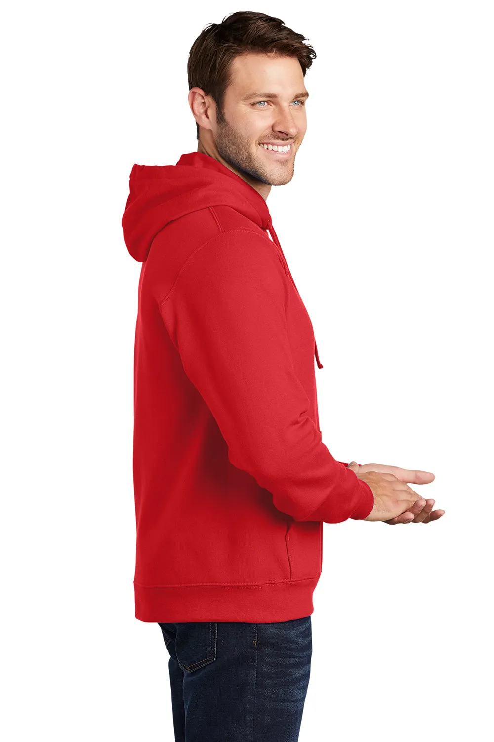 Port & Company Mens Fan Favorite Fleece Hooded Sweatshirt Hoodie w/ Pouch Pocket - Bright Red