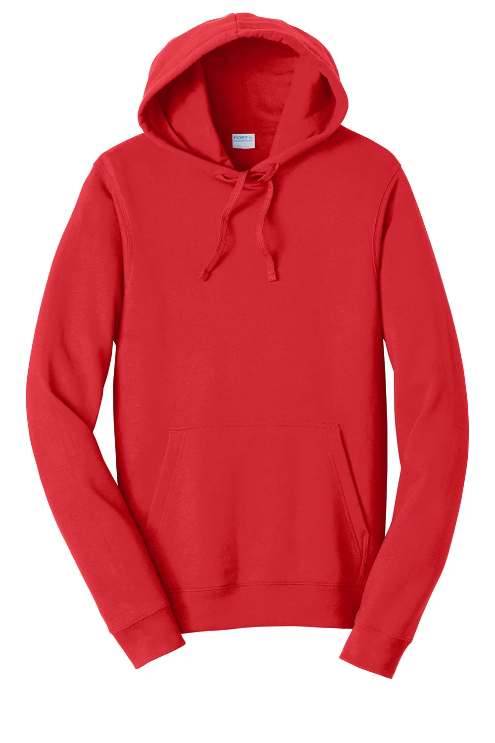 Port & Company Mens Fan Favorite Fleece Hooded Sweatshirt Hoodie w/ Pouch Pocket - Bright Red