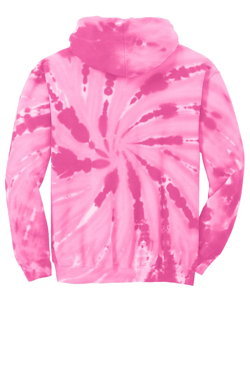 Port & Company Mens Tie-Dye Fleece Hooded Sweatshirt Hoodie w/ Pouch Pocket - Pink