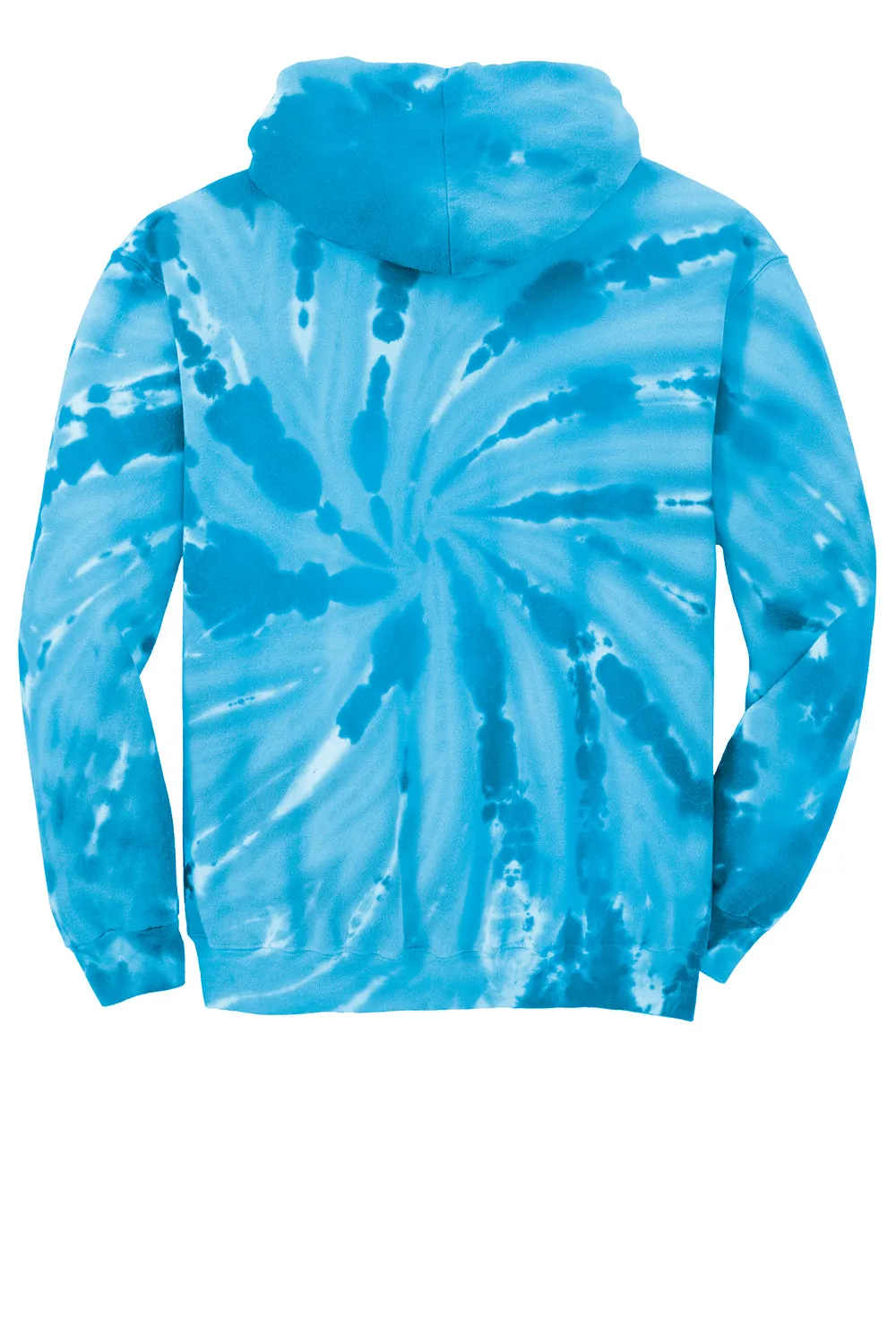 Port & Company Mens Tie-Dye Fleece Hooded Sweatshirt Hoodie w/ Pouch Pocket - Turquoise Blue