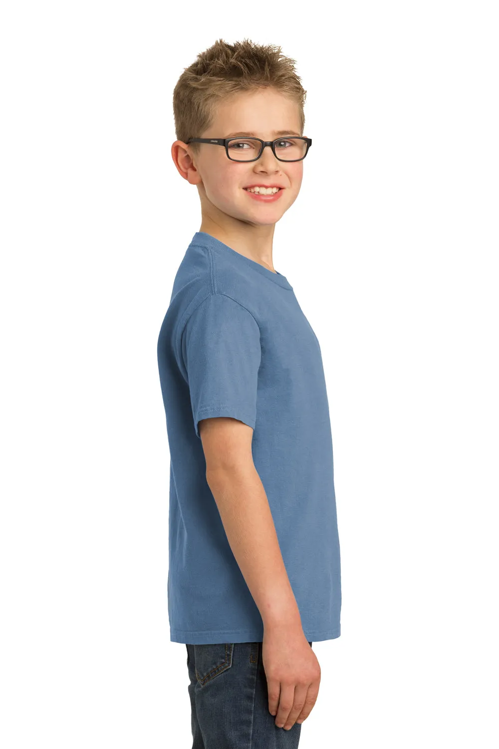 Port & Company Youth Beach Wash Short Sleeve Crewneck T-Shirt - Blue Moon
