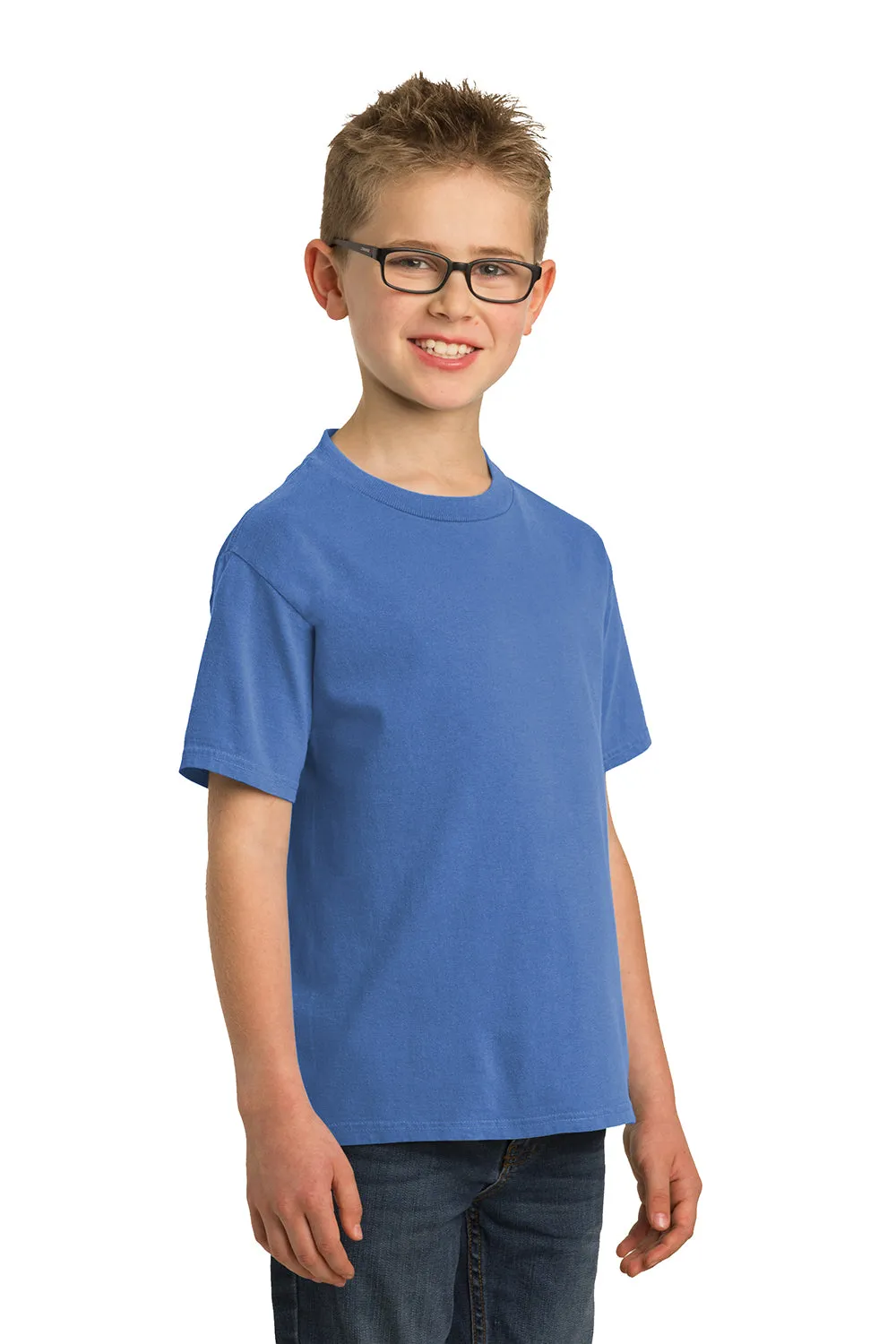 Port & Company Youth Beach Wash Short Sleeve Crewneck T-Shirt - Blue Moon