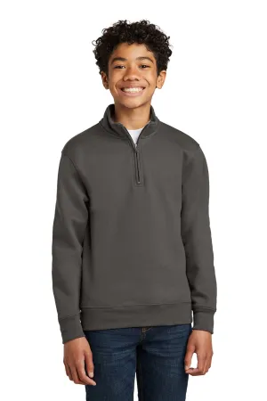 Port & Company Youth Core Fleece 1/4 Zip Sweatshirt - Charcoal Grey