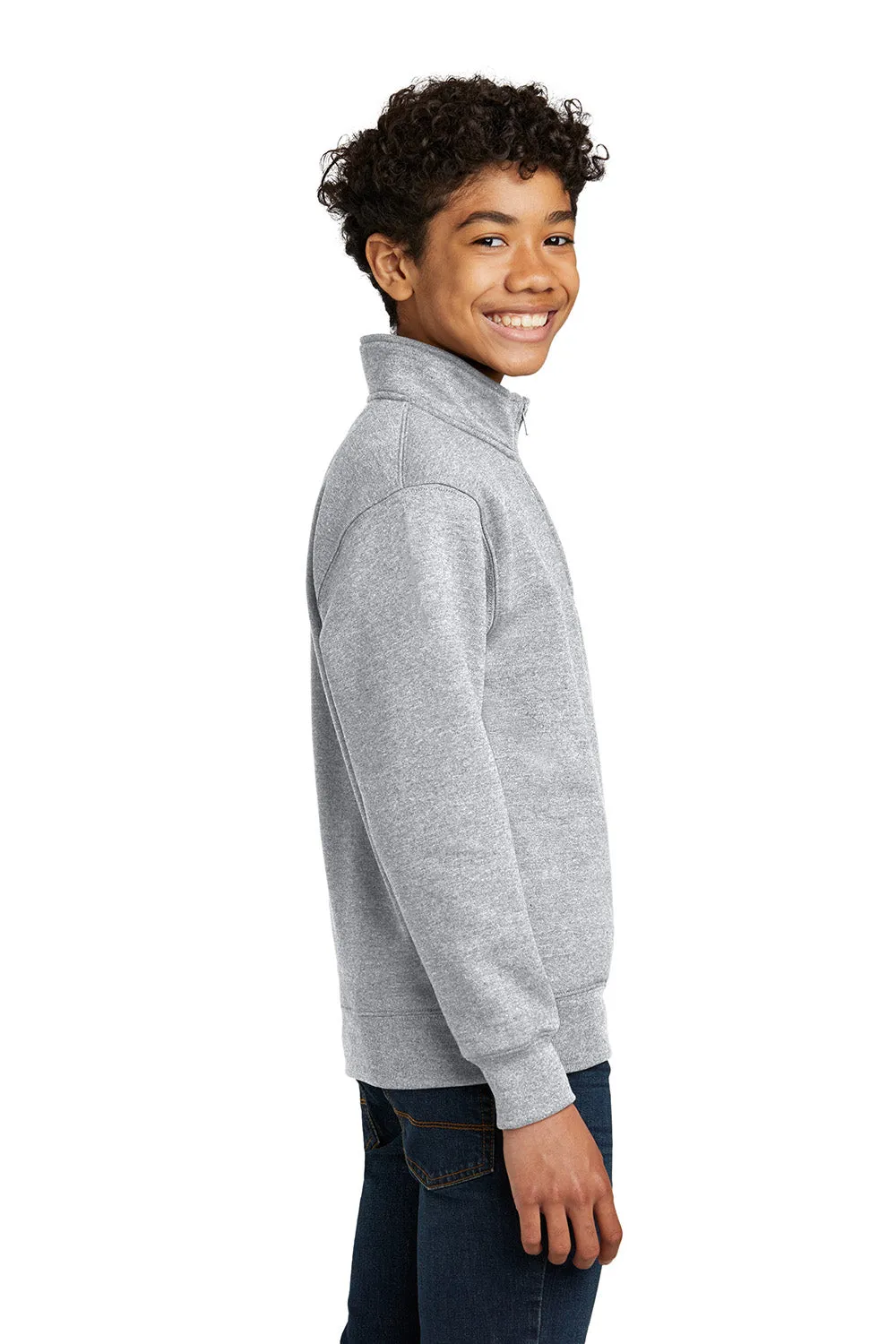 Port & Company Youth Core Fleece 1/4 Zip Sweatshirt - Heather Grey