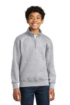Port & Company Youth Core Fleece 1/4 Zip Sweatshirt - Heather Grey