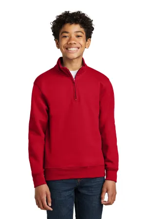 Port & Company Youth Core Fleece 1/4 Zip Sweatshirt - Red