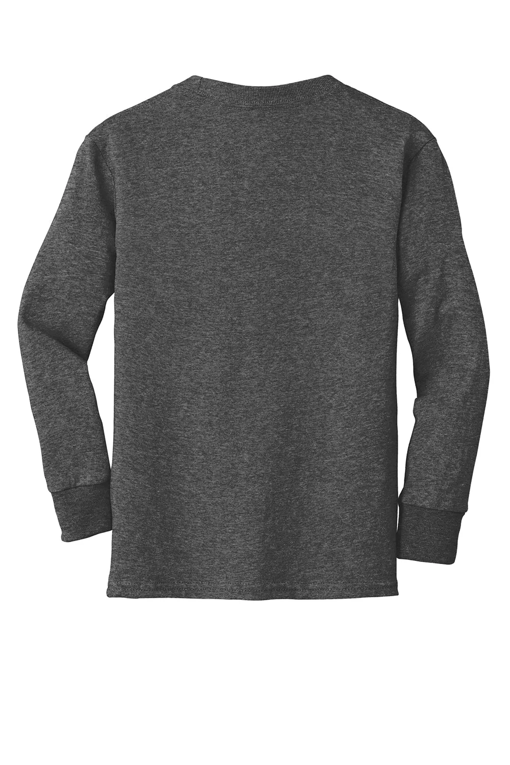 Port & Company Youth Core Long Sleeve Crewneck T-Shirt - Heather Dark Grey