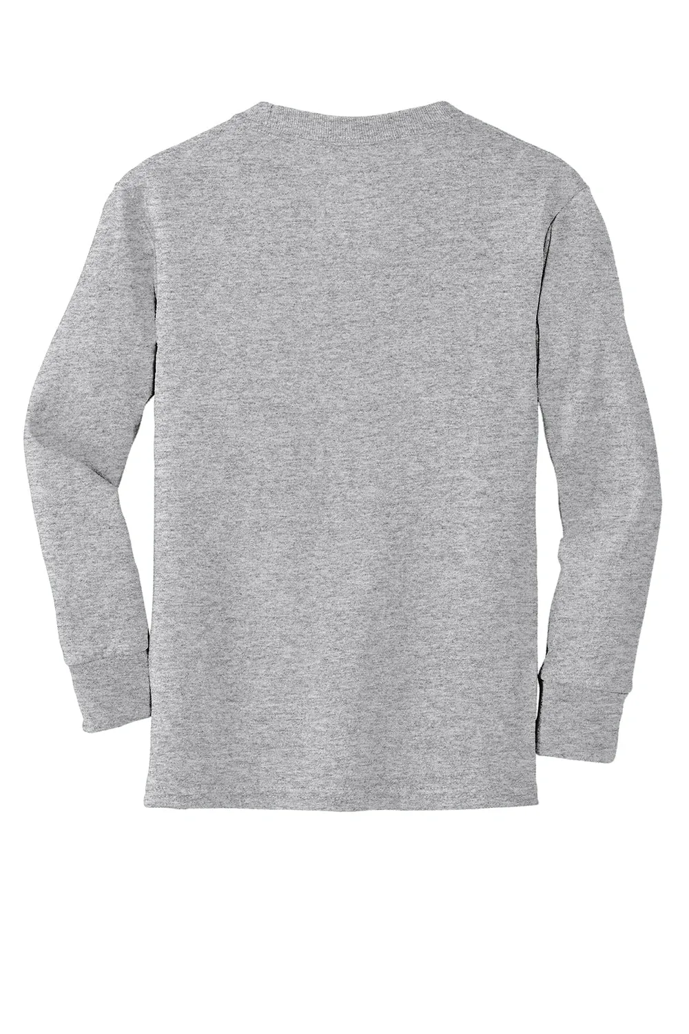 Port & Company Youth Core Long Sleeve Crewneck T-Shirt - Heather Grey