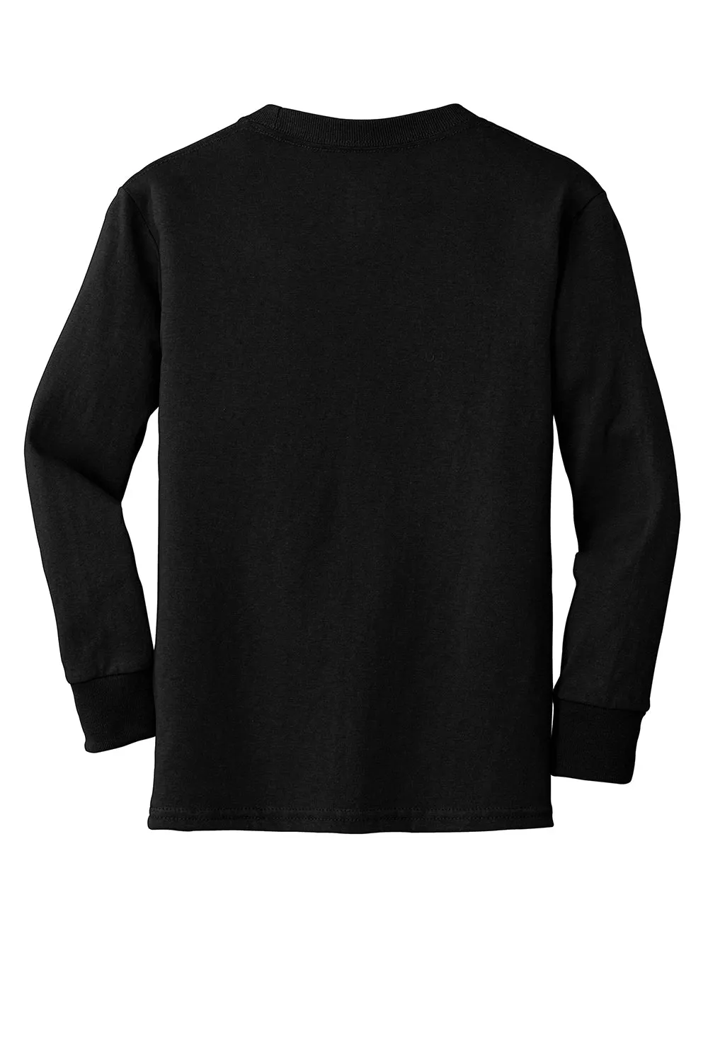Port & Company Youth Core Long Sleeve Crewneck T-Shirt - Jet Black