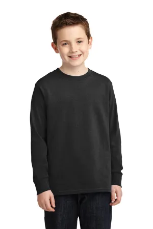 Port & Company Youth Core Long Sleeve Crewneck T-Shirt - Jet Black