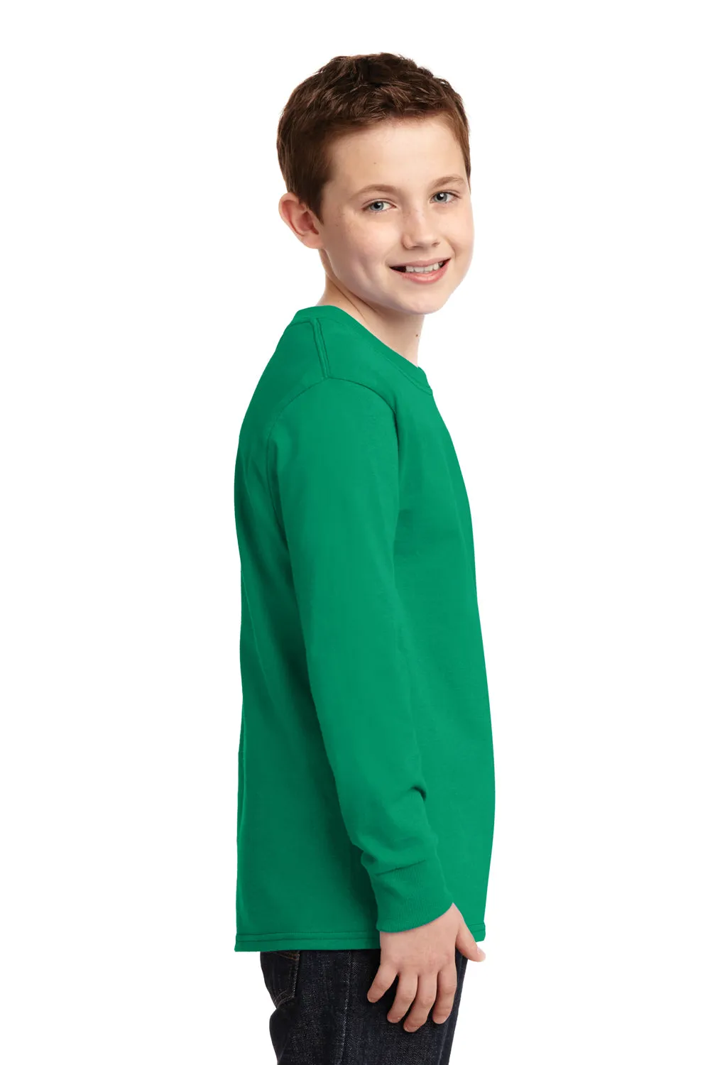 Port & Company Youth Core Long Sleeve Crewneck T-Shirt - Kelly Green