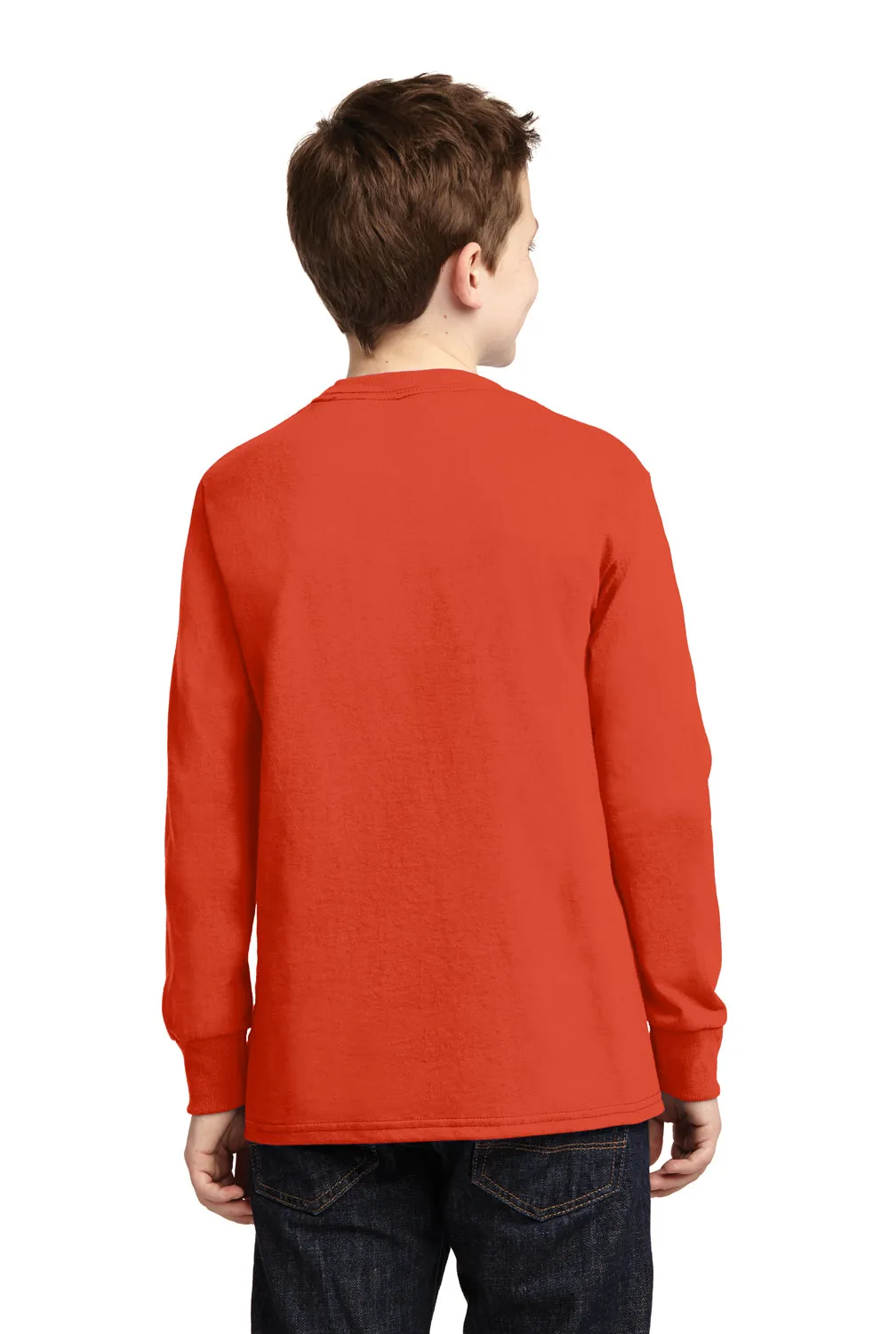 Port & Company Youth Core Long Sleeve Crewneck T-Shirt - Orange