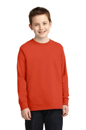 Port & Company Youth Core Long Sleeve Crewneck T-Shirt - Orange