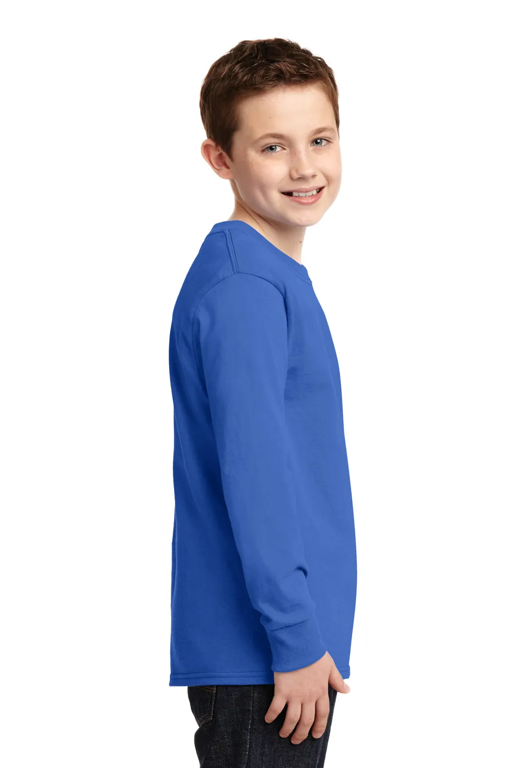 Port & Company Youth Core Long Sleeve Crewneck T-Shirt - Royal Blue