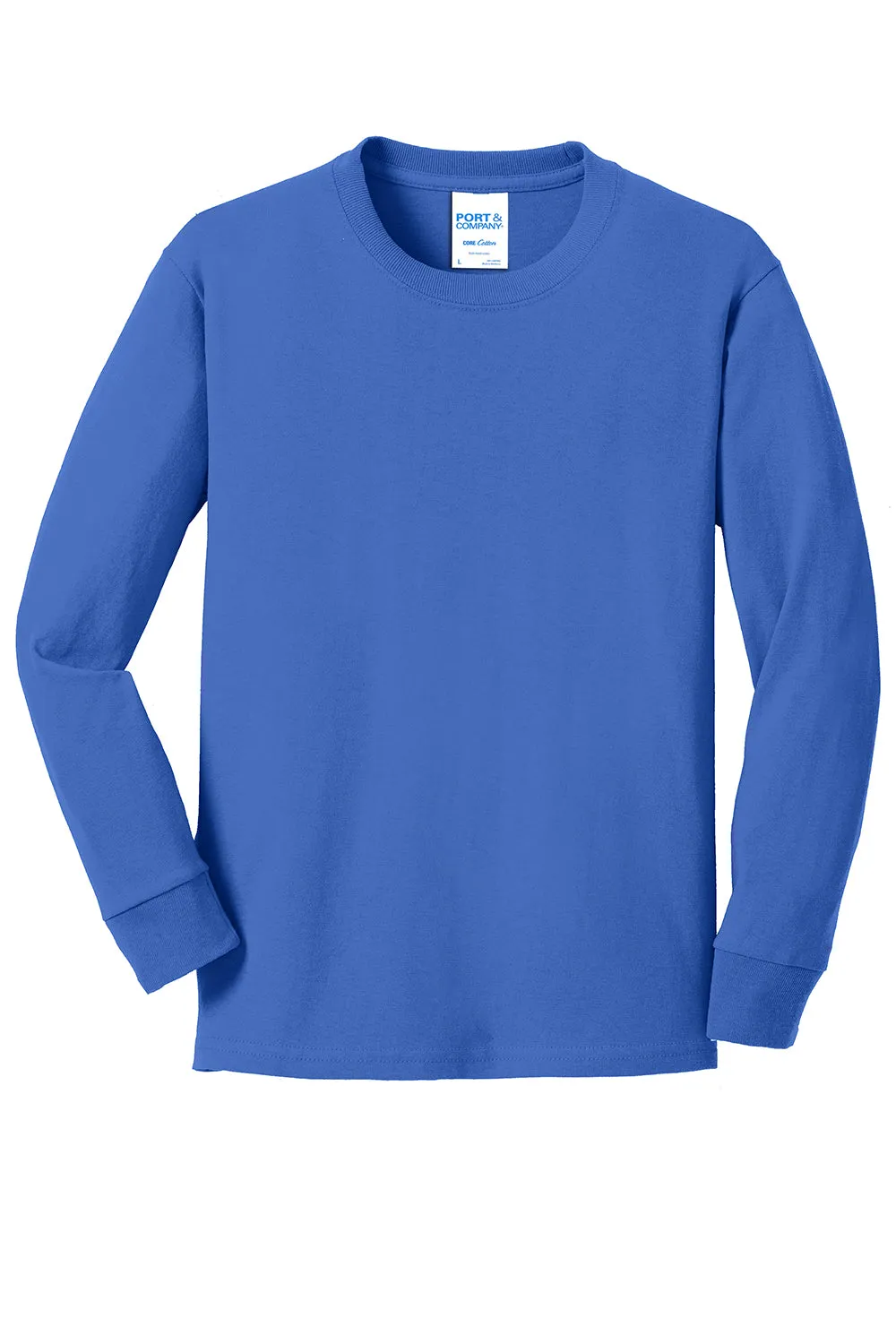 Port & Company Youth Core Long Sleeve Crewneck T-Shirt - Royal Blue
