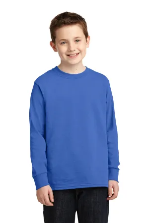 Port & Company Youth Core Long Sleeve Crewneck T-Shirt - Royal Blue