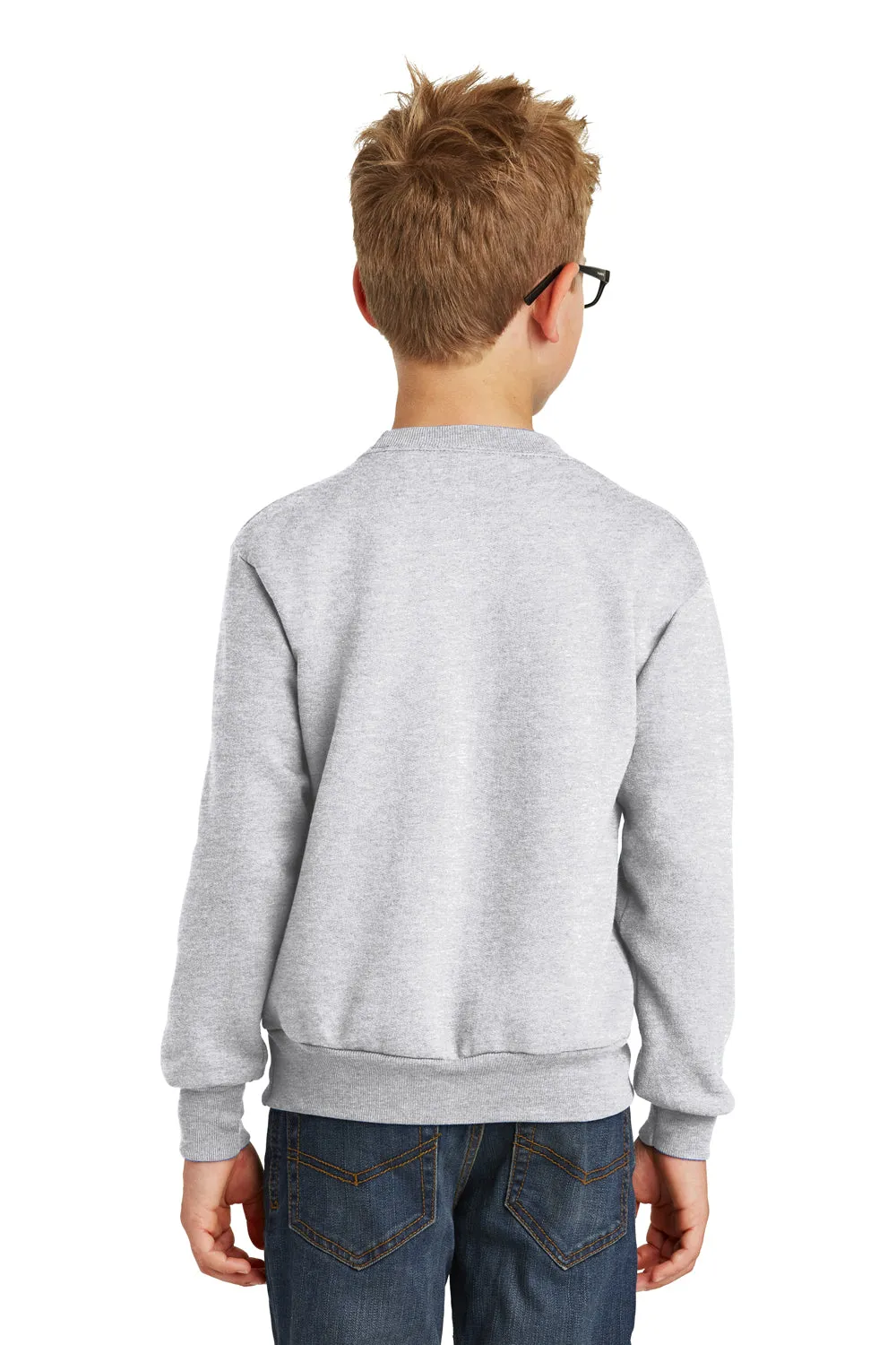 Port & Company Youth Core Pill Resistant Fleece Crewneck Sweatshirt - Ash Grey