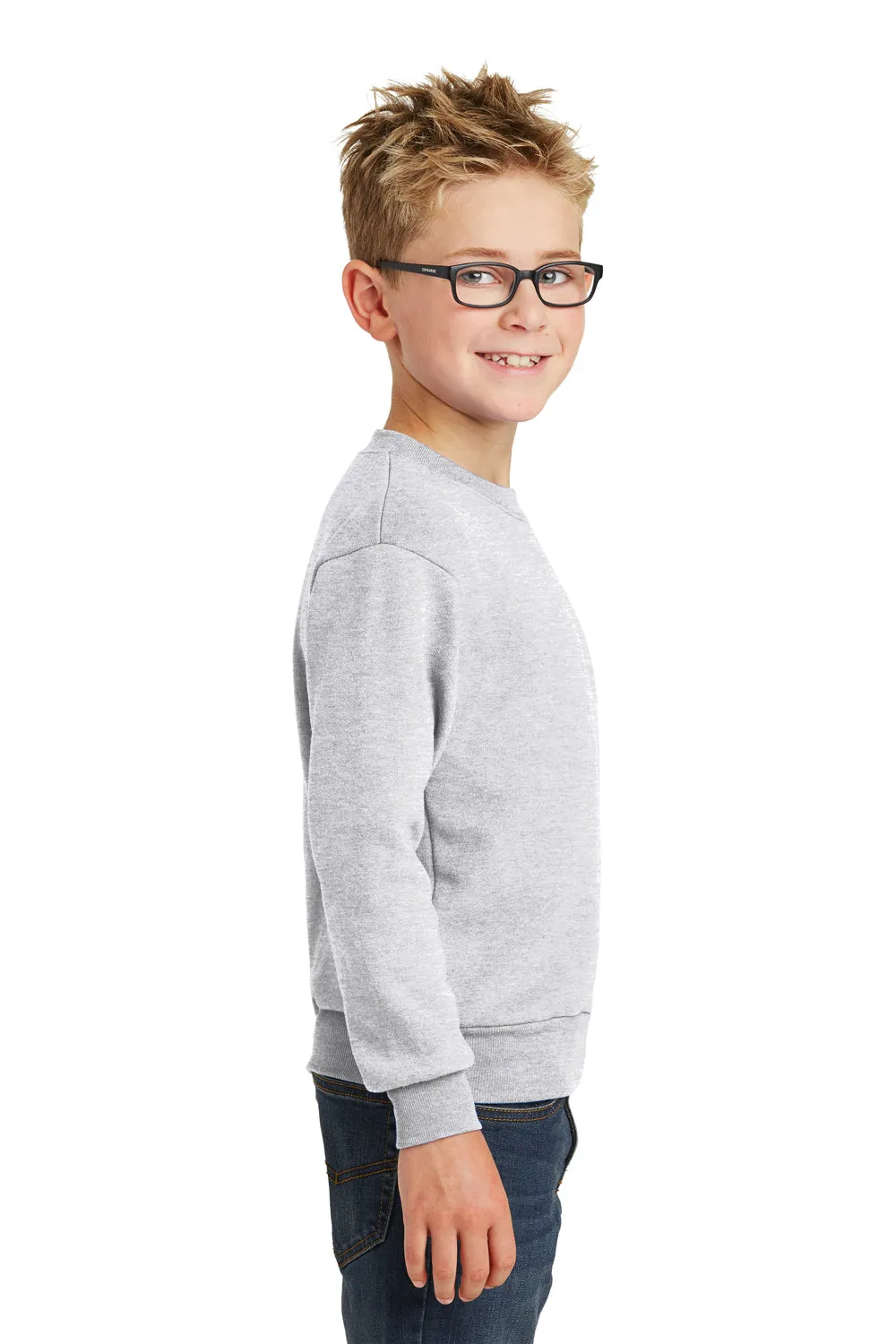 Port & Company Youth Core Pill Resistant Fleece Crewneck Sweatshirt - Ash Grey
