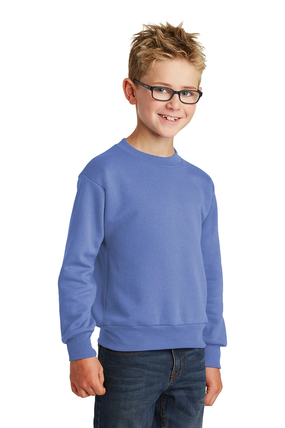 Port & Company Youth Core Pill Resistant Fleece Crewneck Sweatshirt - Carolina Blue