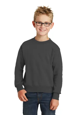 Port & Company Youth Core Pill Resistant Fleece Crewneck Sweatshirt - Charcoal Grey