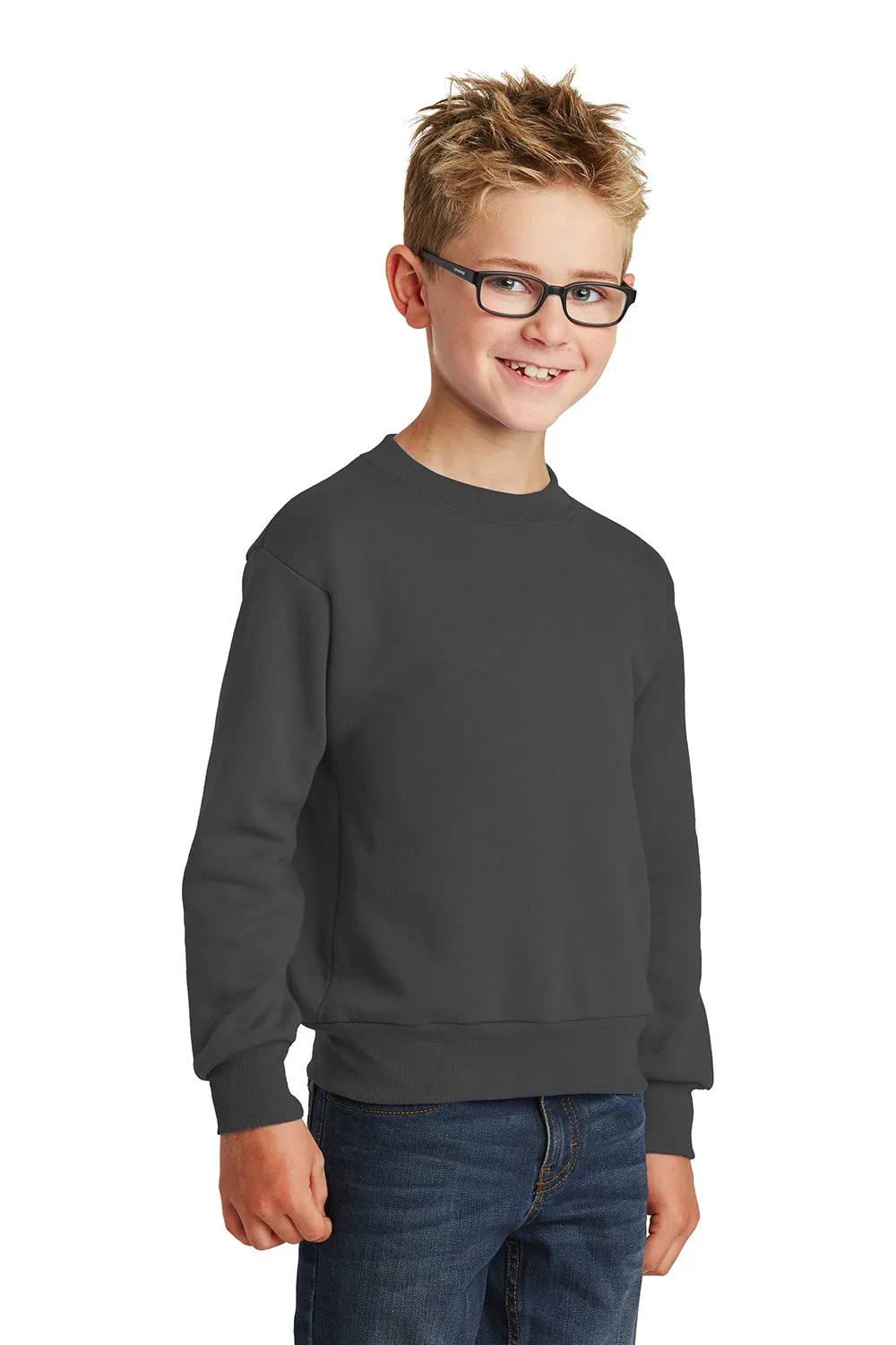 Port & Company Youth Core Pill Resistant Fleece Crewneck Sweatshirt - Charcoal Grey
