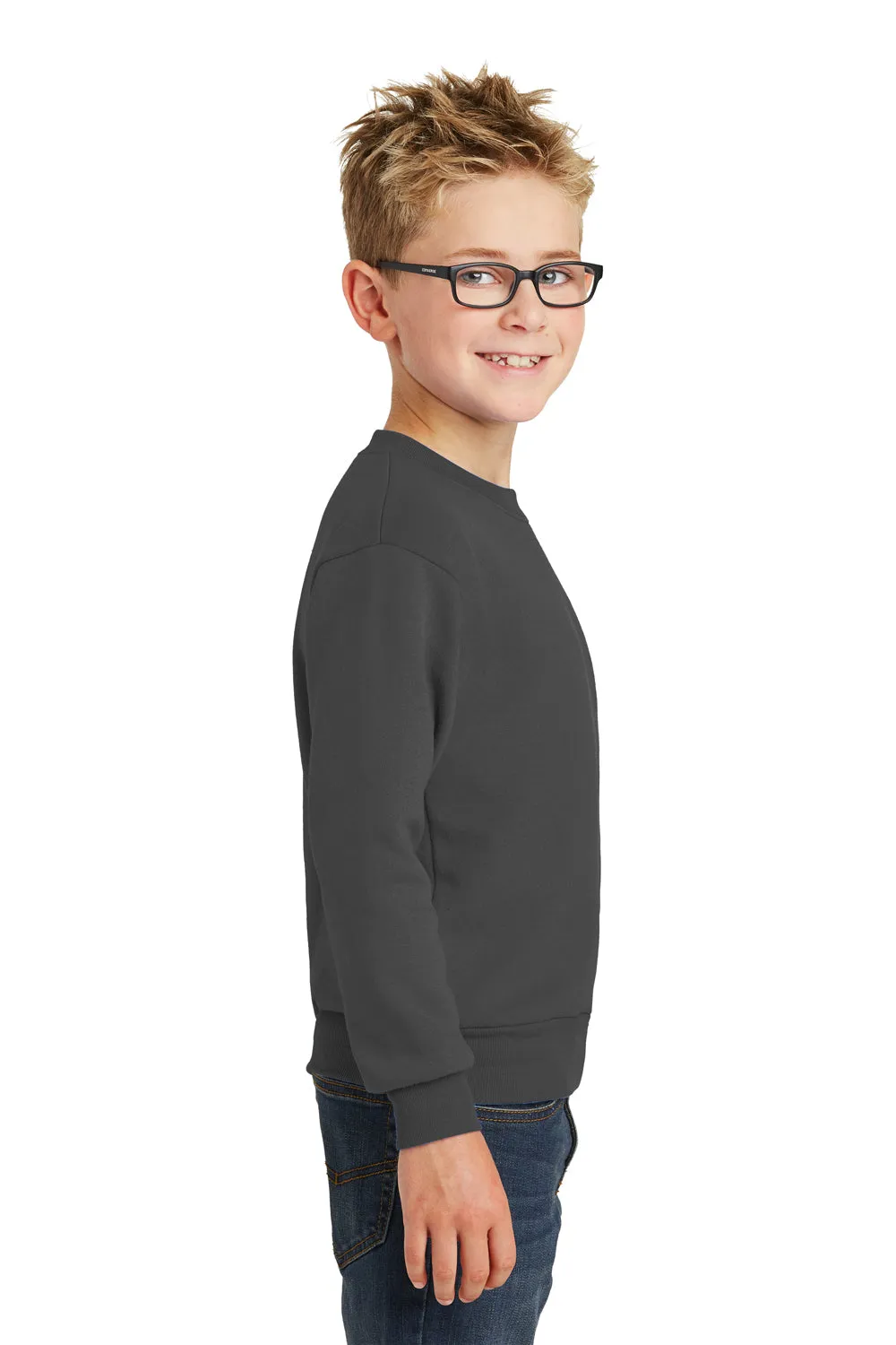 Port & Company Youth Core Pill Resistant Fleece Crewneck Sweatshirt - Charcoal Grey