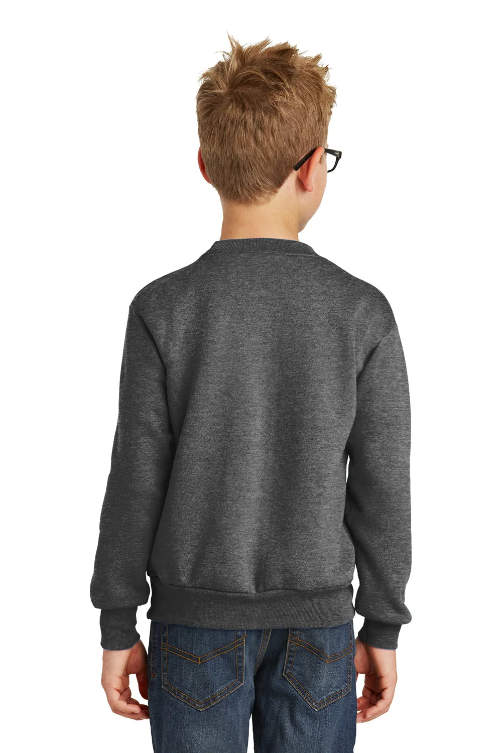 Port & Company Youth Core Pill Resistant Fleece Crewneck Sweatshirt - Heather Dark Grey