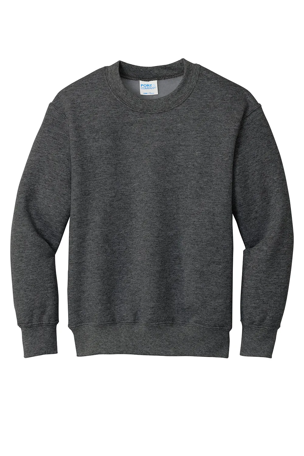Port & Company Youth Core Pill Resistant Fleece Crewneck Sweatshirt - Heather Dark Grey