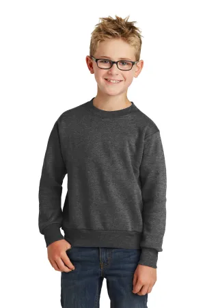 Port & Company Youth Core Pill Resistant Fleece Crewneck Sweatshirt - Heather Dark Grey