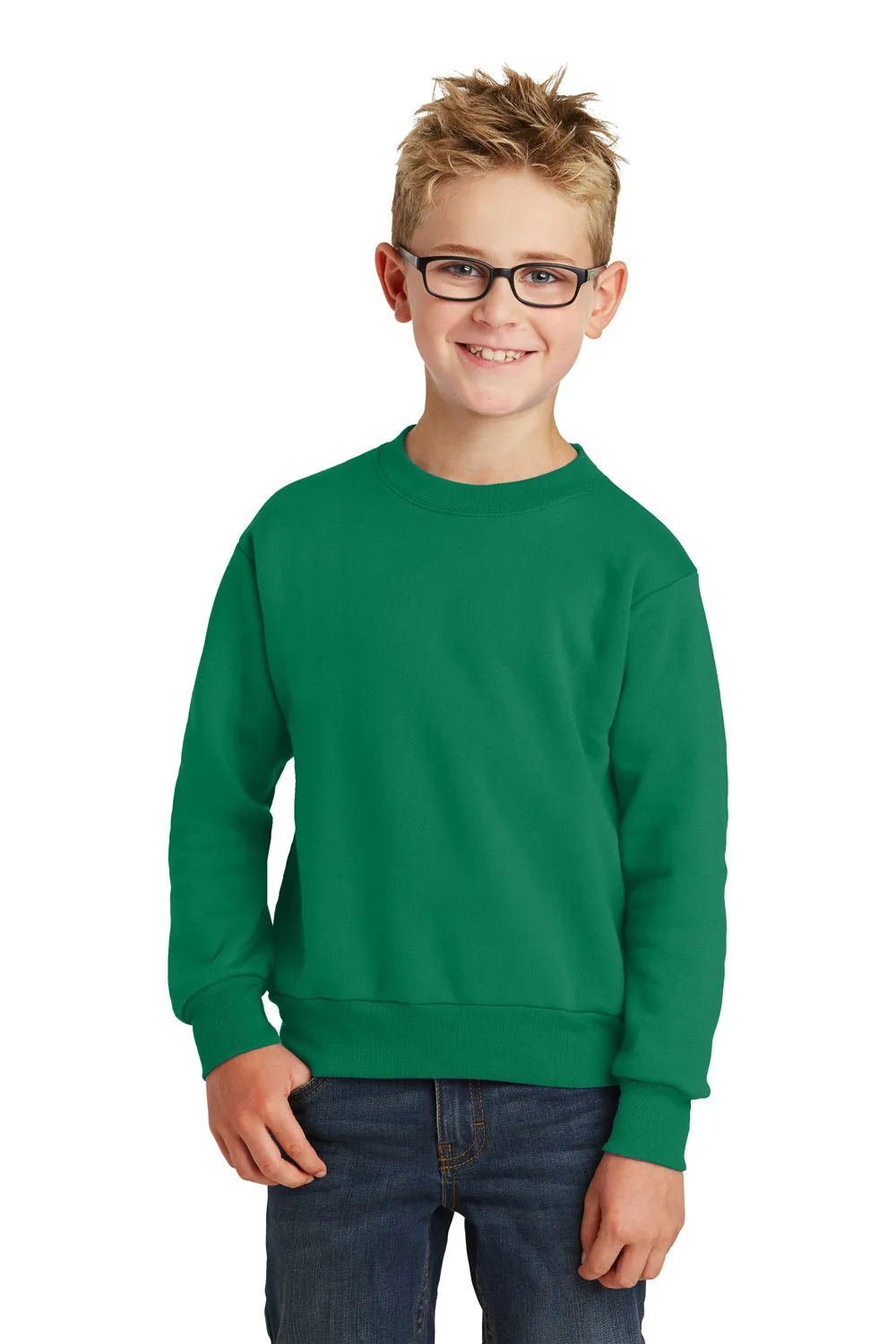 Port & Company Youth Core Pill Resistant Fleece Crewneck Sweatshirt - Kelly Green