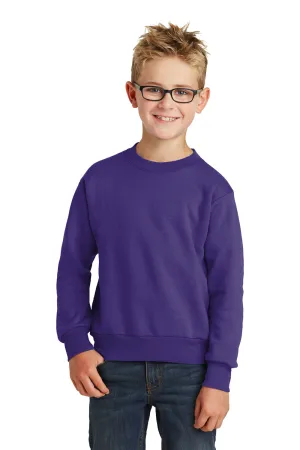 Port & Company Youth Core Pill Resistant Fleece Crewneck Sweatshirt - Purple