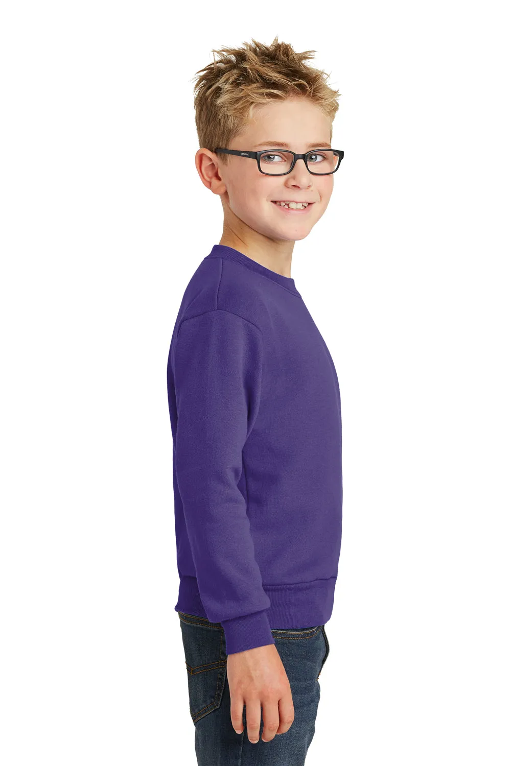 Port & Company Youth Core Pill Resistant Fleece Crewneck Sweatshirt - Purple