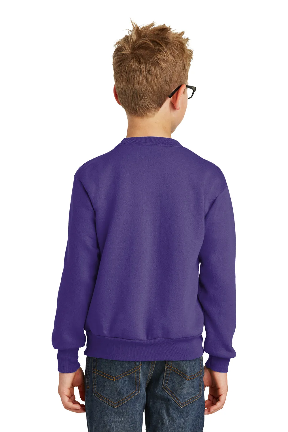 Port & Company Youth Core Pill Resistant Fleece Crewneck Sweatshirt - Purple
