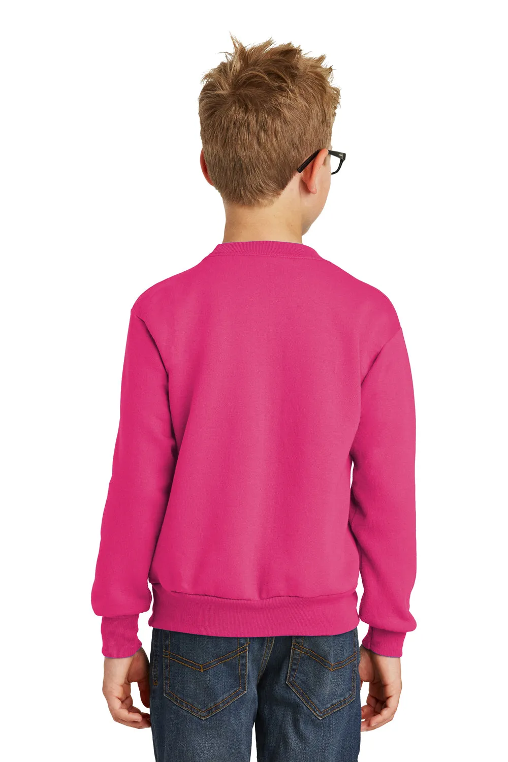 Port & Company Youth Core Pill Resistant Fleece Crewneck Sweatshirt - Sangria Pink
