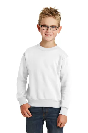 Port & Company Youth Core Pill Resistant Fleece Crewneck Sweatshirt - White