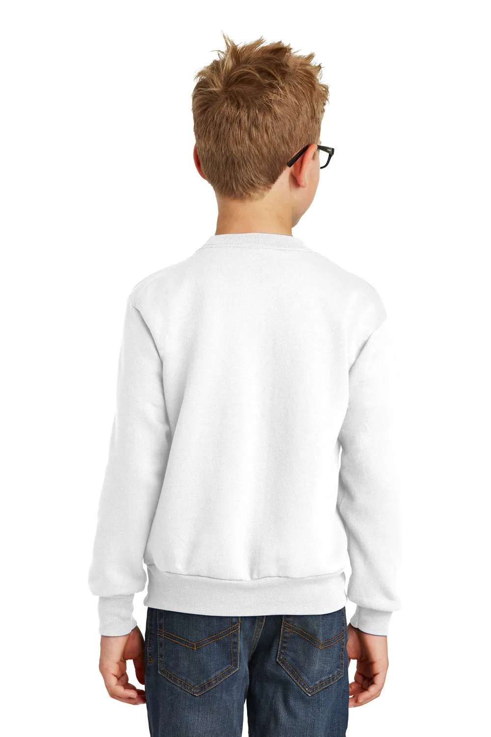 Port & Company Youth Core Pill Resistant Fleece Crewneck Sweatshirt - White