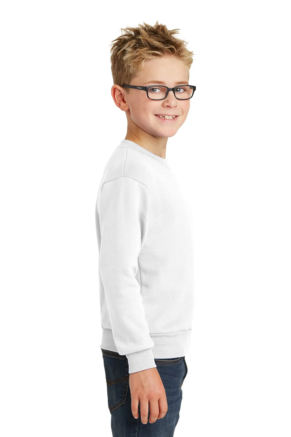 Port & Company Youth Core Pill Resistant Fleece Crewneck Sweatshirt - White