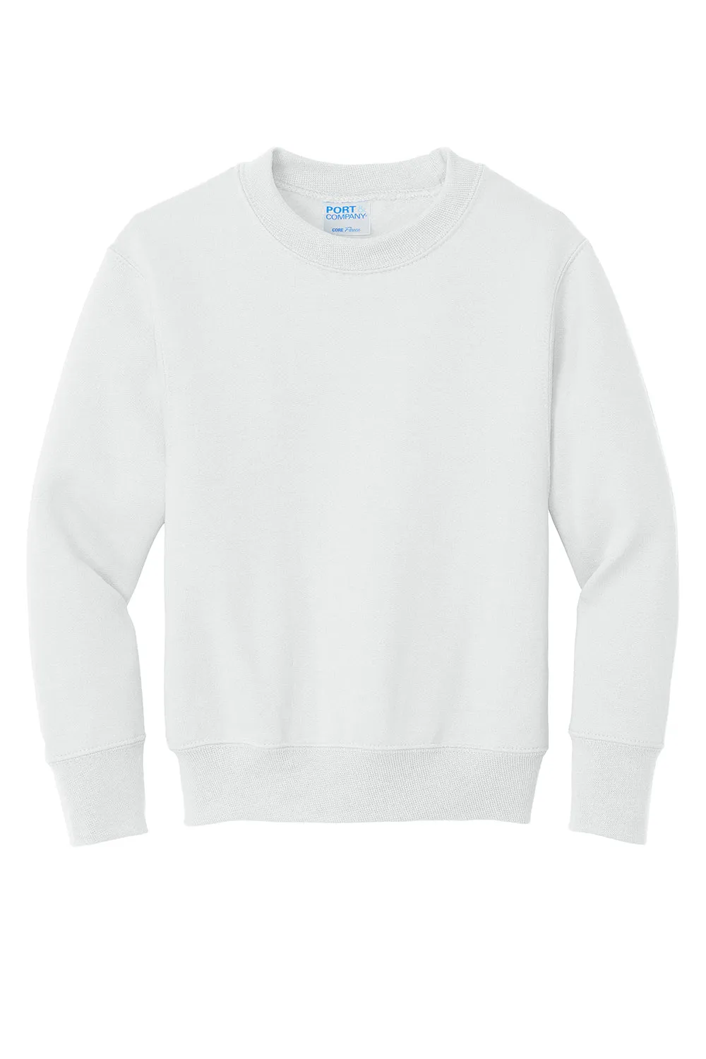 Port & Company Youth Core Pill Resistant Fleece Crewneck Sweatshirt - White