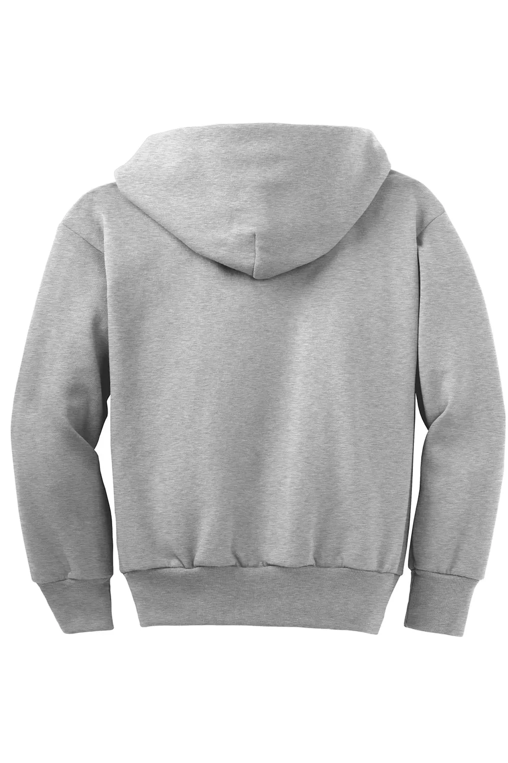 Port & Company Youth Core Pill Resistant Fleece Full Zip Hooded Sweatshirt Hoodie w/ Pockets - Ash Grey