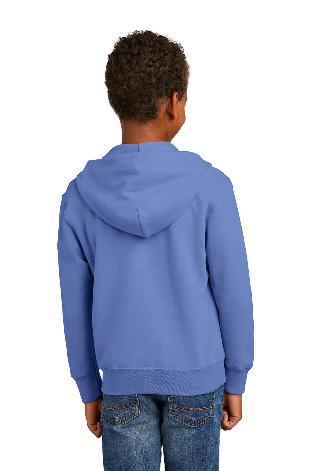 Port & Company Youth Core Pill Resistant Fleece Full Zip Hooded Sweatshirt Hoodie w/ Pockets - Carolina Blue
