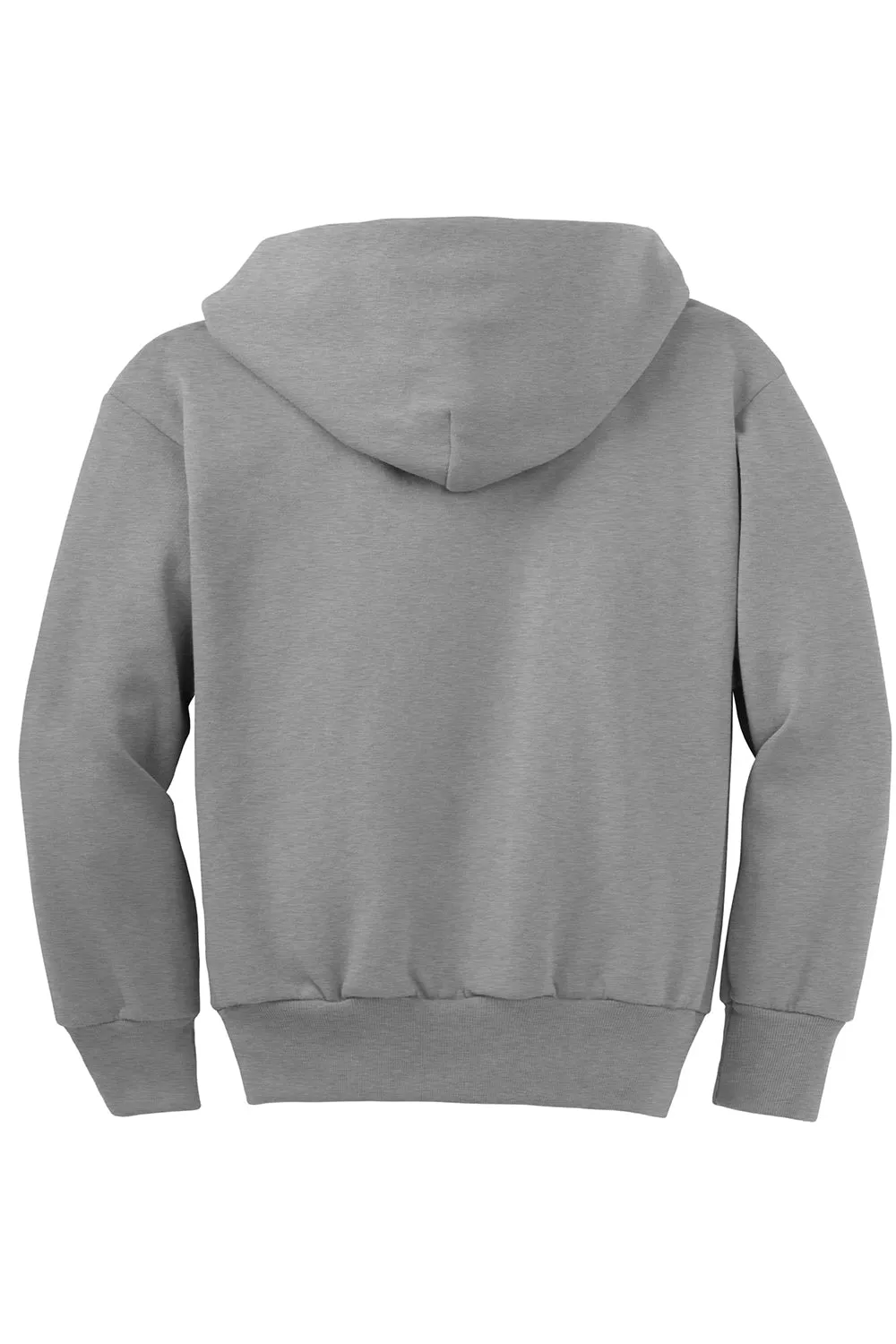 Port & Company Youth Core Pill Resistant Fleece Full Zip Hooded Sweatshirt Hoodie w/ Pockets - Heather Grey