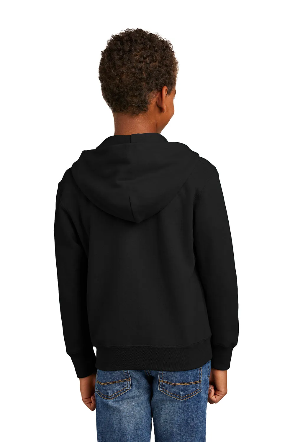 Port & Company Youth Core Pill Resistant Fleece Full Zip Hooded Sweatshirt Hoodie w/ Pockets - Jet Black