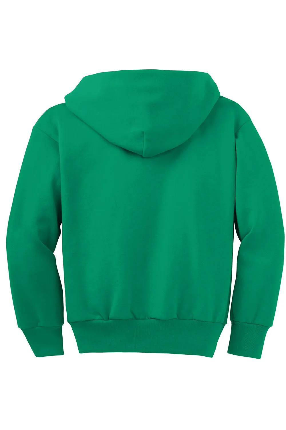 Port & Company Youth Core Pill Resistant Fleece Full Zip Hooded Sweatshirt Hoodie w/ Pockets - Kelly Green