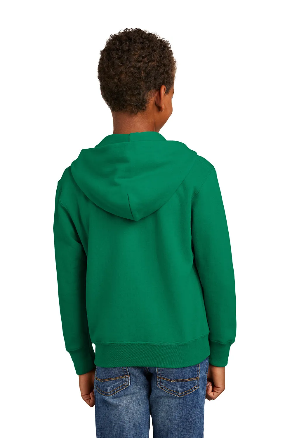 Port & Company Youth Core Pill Resistant Fleece Full Zip Hooded Sweatshirt Hoodie w/ Pockets - Kelly Green