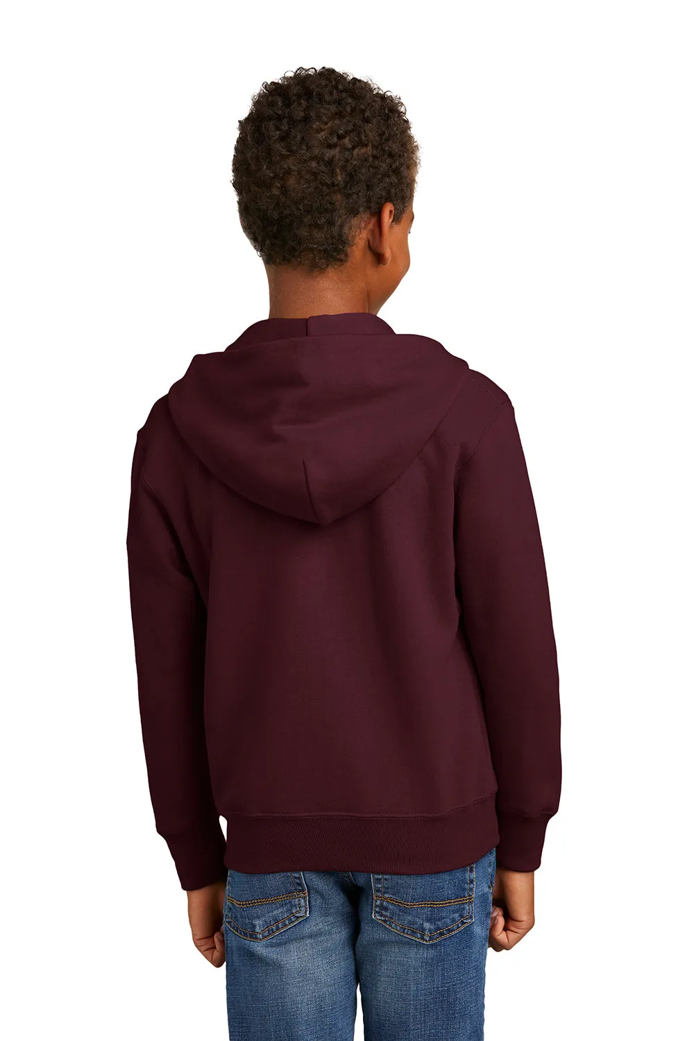 Port & Company Youth Core Pill Resistant Fleece Full Zip Hooded Sweatshirt Hoodie w/ Pockets - Maroon